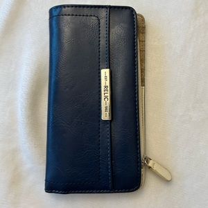 Navy Blue and Beige Relic Wallet